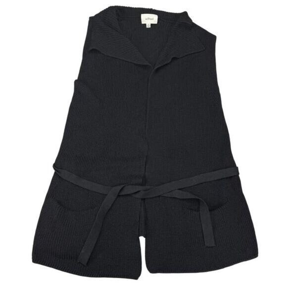 WILFRED Aritzia Knitted Mandouzil Belted Vest in Black Sz XXS - Picture 2 of 5